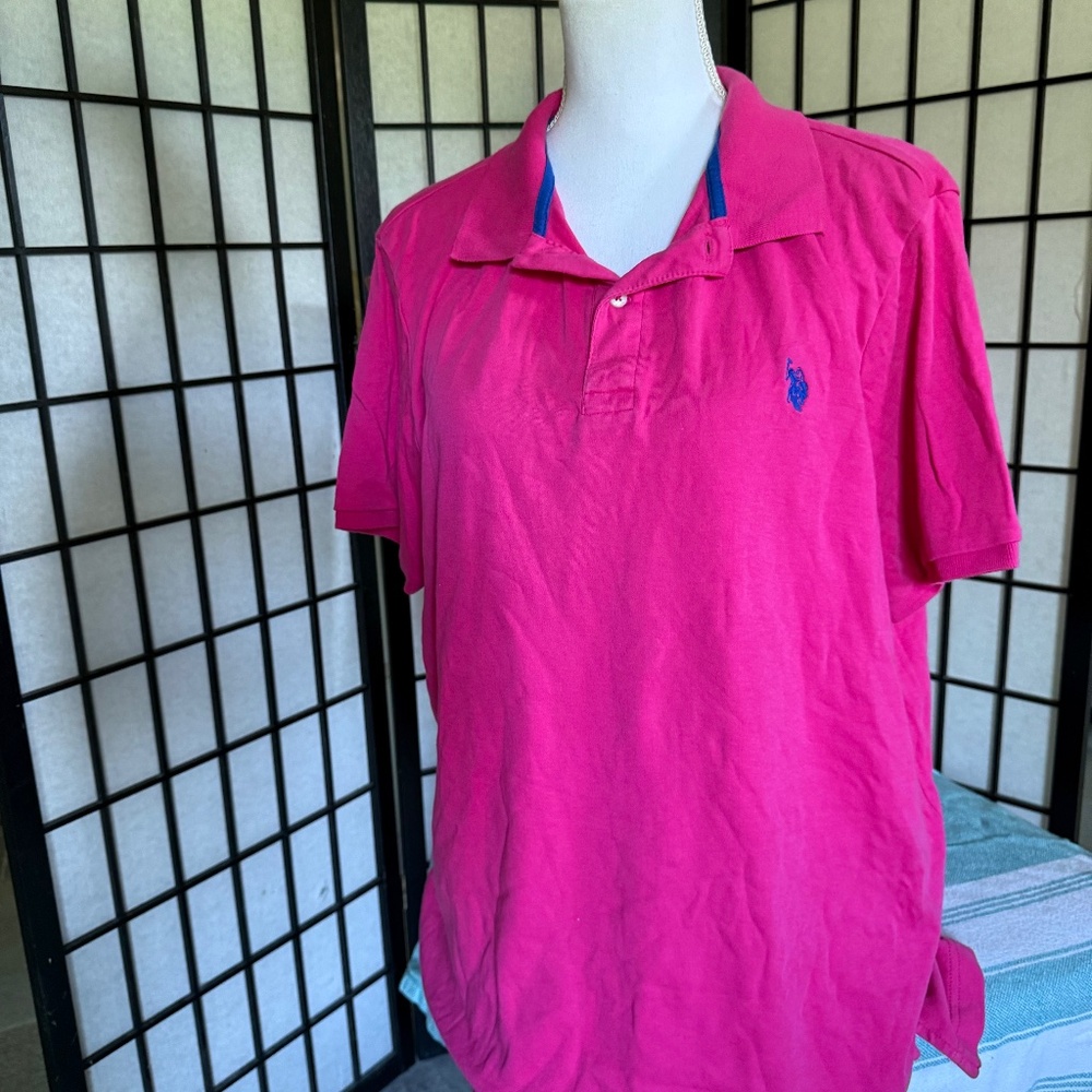 U.S. POLO ASSN. Pink Polo Shirt Large Mens